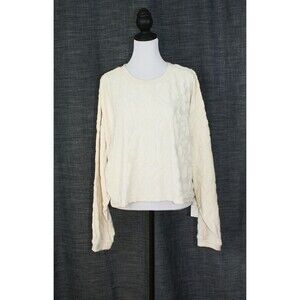 NWT Coastal Y2K BILLABONG Knit Top Sz. XL Cream Cropped LS Embossed Floral #03